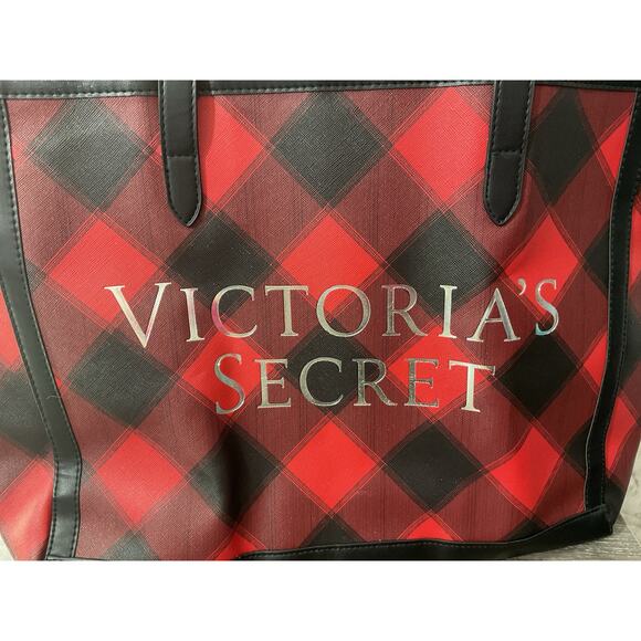 Victoria’s Secret Red & Black Plaid Tote Bag - Picture 2 of 12